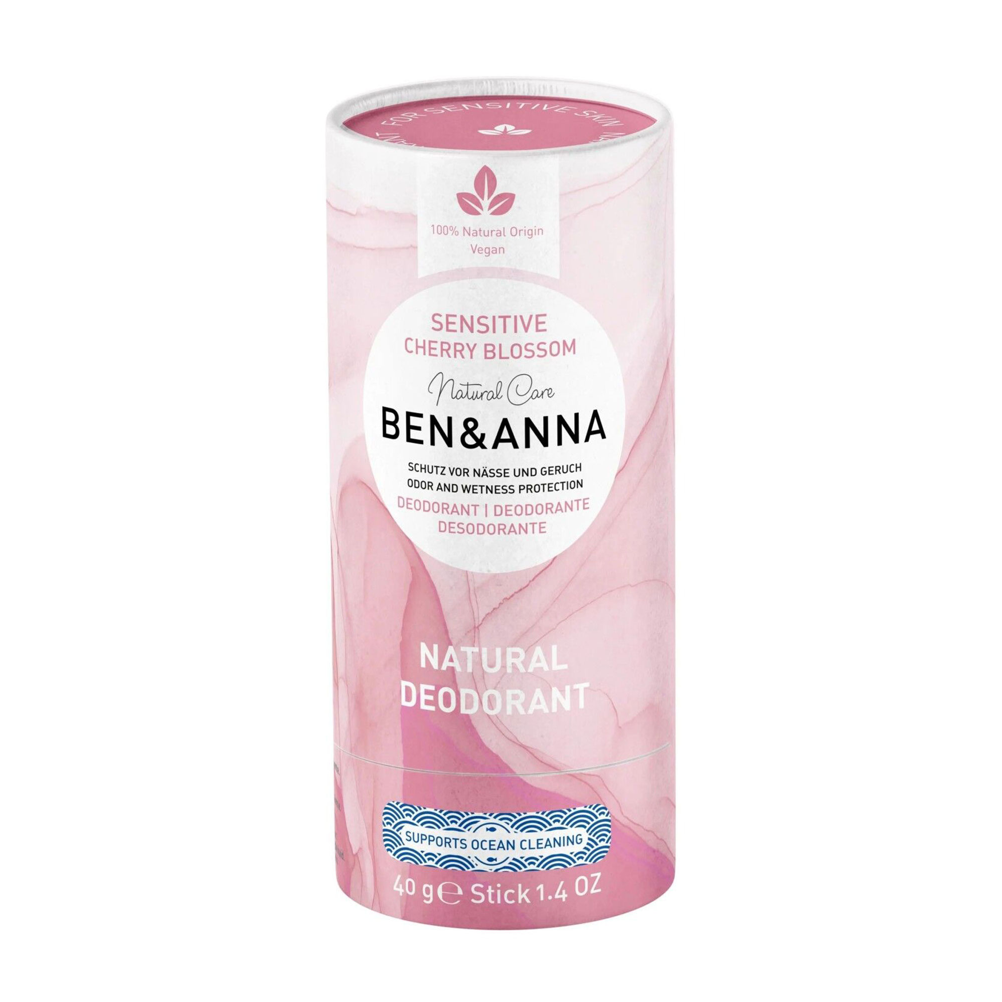 Дезодорант-стік Ben &amp; Anna Natural Deodorant, Cherry Blossom, для чутливої шкіри, в еко упаковці, 40 г